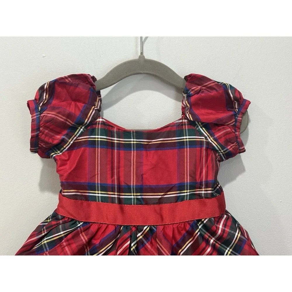 Janie‎ And Jack Baby Girl 6-12 Months Silk Red Tartan Plaid Holiday Dress NEW